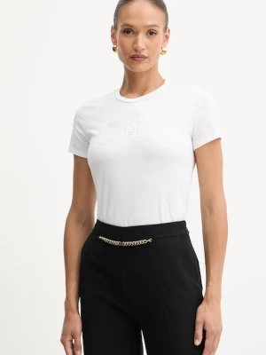 Elisabetta Franchi t-shirt bawełniany damski kolor biały MA00756E2