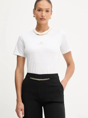 Elisabetta Franchi t-shirt bawełniany damski kolor biały MA02856E2
