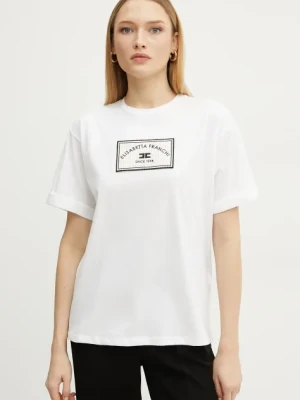 Elisabetta Franchi t-shirt bawełniany damski kolor biały MA03551E2