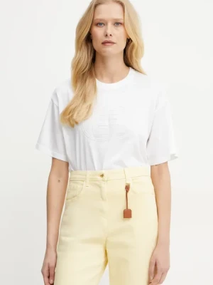 Elisabetta Franchi t-shirt bawełniany damski kolor biały MA60N51E2