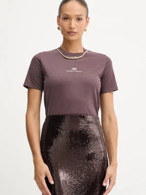 Elisabetta Franchi t-shirt bawełniany damski kolor bordowy MA02856E2
