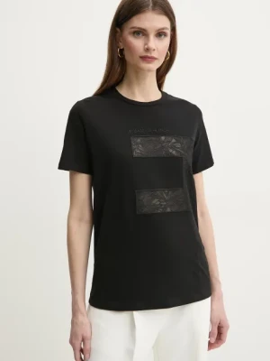 Elisabetta Franchi t-shirt bawełniany damski kolor czarny MA03151E2