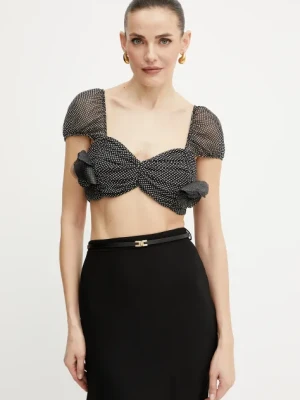 Elisabetta Franchi top damska kolor czarny wzorzysta TO03652E2