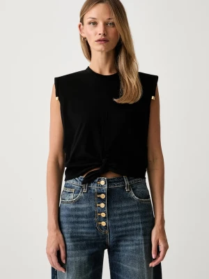 Elisabetta Franchi top damski bawełniany czarny