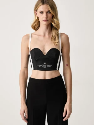 Elisabetta Franchi top damski lniany czarny