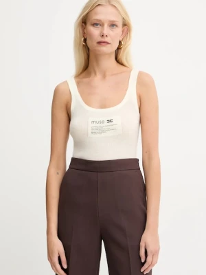 Elisabetta Franchi top z dodatkiem wełny kolor beżowy TK63B57E2
