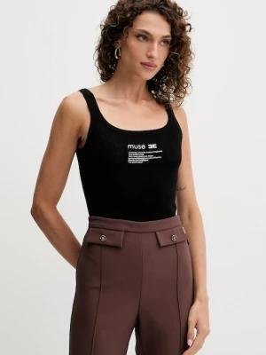 Elisabetta Franchi top z dodatkiem wełny kolor czarny TK63B57E2