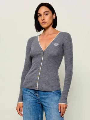 Elisabetta Franchi Wełniany kardigan | Slim Fit szary