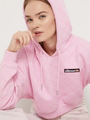 Ellesse bluza damska kolor różowy z kapturem wzorzysta