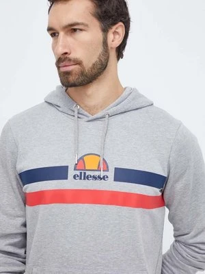 Ellesse bluza męska kolor szary z kapturem z nadrukiem