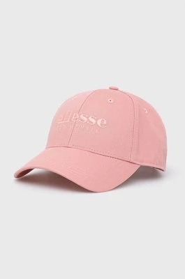 Ellesse czapka bawełniana kolor różowy z aplikacją SAMA2245-PINK
