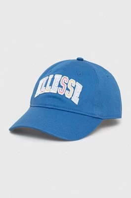 Ellesse czapka z daszkiem bawełniana kolor niebieski z aplikacją