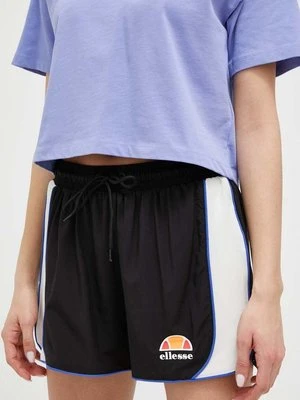 Ellesse szorty damskie kolor czarny wzorzyste high waist