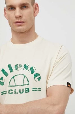 Ellesse t-shirt bawełniany Club T-Shirt męski kolor beżowy z nadrukiem SHV20259