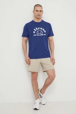 Ellesse t-shirt bawełniany Club T-Shirt męski kolor granatowy z nadrukiem SHV20259