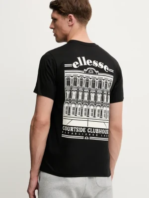 Ellesse t-shirt bawełniany Courtside męski kolor czarny z nadrukiem SHZ21991