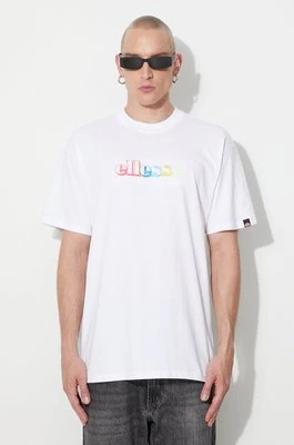 Ellesse t-shirt bawełniany kolor biały z aplikacją