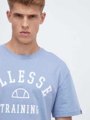 Ellesse t-shirt bawełniany kolor niebieski z nadrukiem