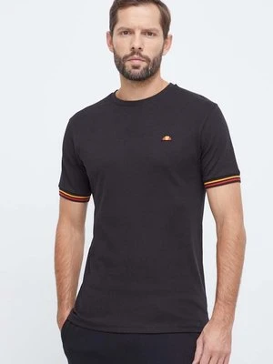 Ellesse t-shirt bawełniany męski kolor czarny gładki