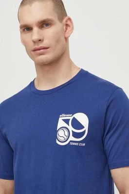 Ellesse t-shirt bawełniany Sport Club T-Shirt męski kolor granatowy z nadrukiem SHV20273
