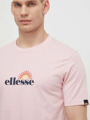 Ellesse t-shirt bawełniany Trea T-Shirt męski kolor różowy z nadrukiem SHV20126