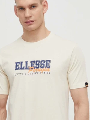 Ellesse t-shirt bawełniany Zagda T-Shirt męski kolor beżowy z nadrukiem SHV20122