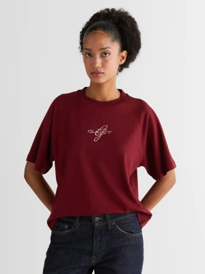 T-shirt z haftem i okrągłym dekoltem GANT