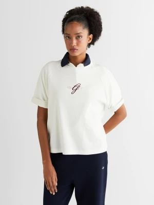 T-shirt z haftem i okrągłym dekoltem GANT