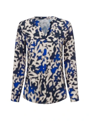 Emily van den Bergh Bluzka damska Kobiety wiskoza niebieski wzorzysty,