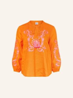 Emily Van Den Bergh Bluzka Z Lnu Z Rękawem 3/4 orange