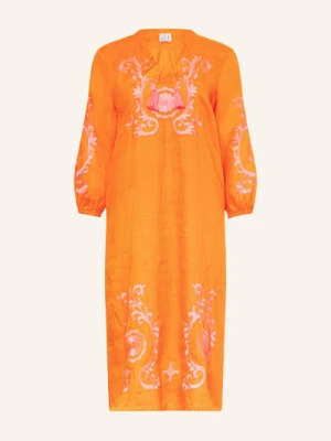 Emily Van Den Bergh Sukienka Lniana Z Rękawami 3/4 orange