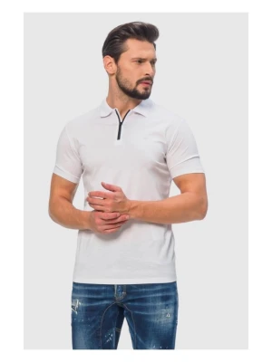 EMPORIO ARMANI Biała męska koszulka polo na zamek, Rozmiar M