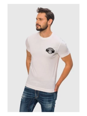 EMPORIO ARMANI Biały t-shirt męski z wyszywanym logo