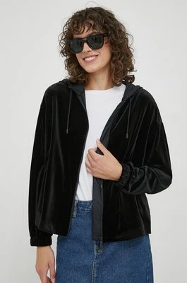 Emporio Armani bluza damska kolor czarny z kapturem gładka
