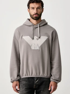 Emporio Armani bluza z kapturem męska bawełniana z elastanem szary
