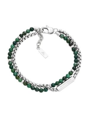 Emporio Armani bransoletka męska ze stali nierdzewnej z agatem Eagle Logo