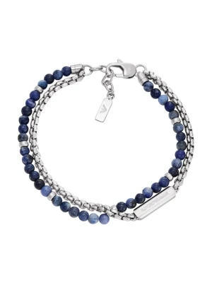 Emporio Armani bransoletka męska ze stali szlachetnej z sodalitu Eagle Logo