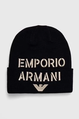 Emporio Armani czapka z domieszką wełny dziecięca kolor granatowy
