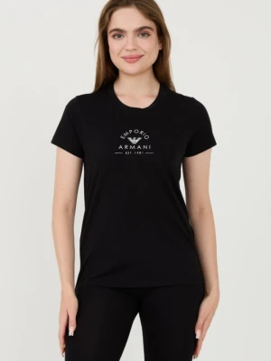 EMPORIO ARMANI Czarny damski t-shirt Uni Logo Printe, Rozmiar S