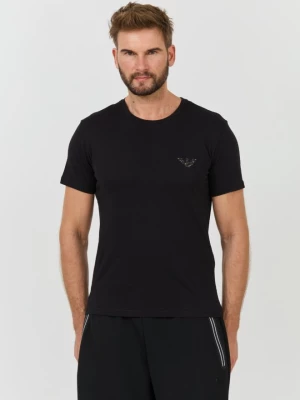 EMPORIO ARMANI Czarny t-shirt logo brodé