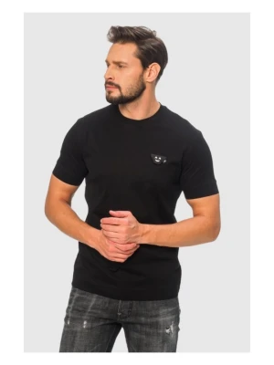 EMPORIO ARMANI Czarny t-shirt męski z wymienną aplikacją