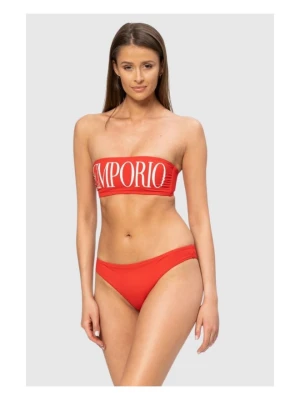 EMPORIO ARMANI Czerwone bikini z białym logo, Rozmiar M
