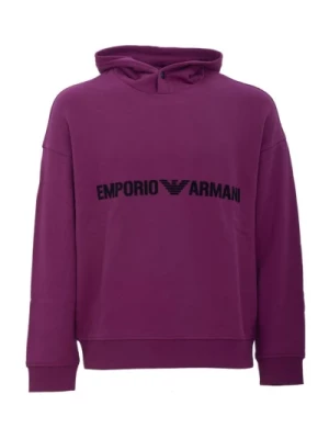 Emporio Armani, Fioletowy Bawełniany Sweter z Logo Purple, male,