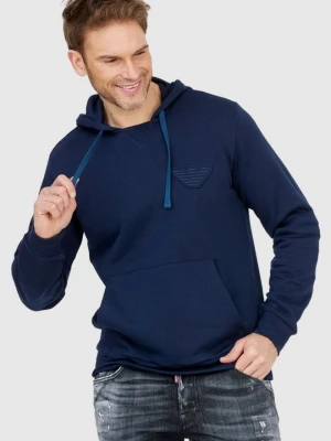 EMPORIO ARMANI Granatowa bluza męska z kapturem i logo, Rozmiar S