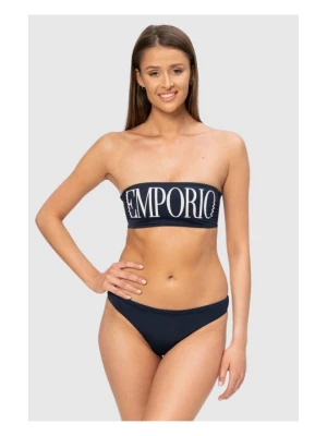 EMPORIO ARMANI Granatowe bikini z białym logo, Rozmiar S