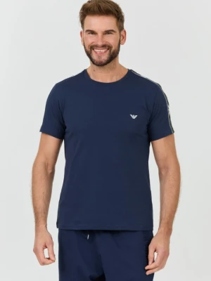 EMPORIO ARMANI Granatowy męski t-shirt bande logo, Rozmiar XL