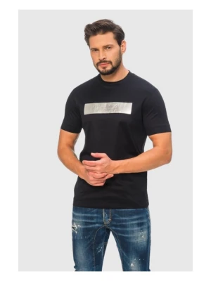 EMPORIO ARMANI Granatowy t-shirt męski ze srebrnym logo, Rozmiar XXL