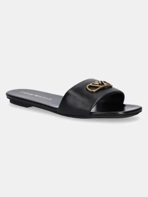Emporio Armani klapki skórzane damskie kolor czarny X3P846 XF271 00002
