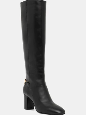 Emporio Armani kozaki skórzane damskie kolor czarny na słupku EW002915 AF14915 UC001