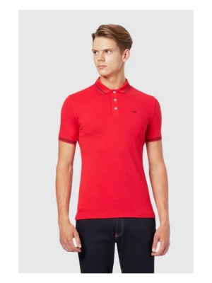 EMPORIO ARMANI Męska, czerwona, koszulka polo, Rozmiar S